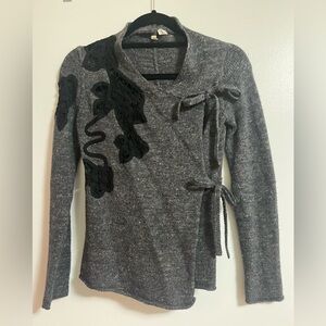 Moth (Anthropologie) Frosted Panes crochet inset sweater, small